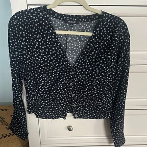 Like new Madewell Navy and White Floral Blouse